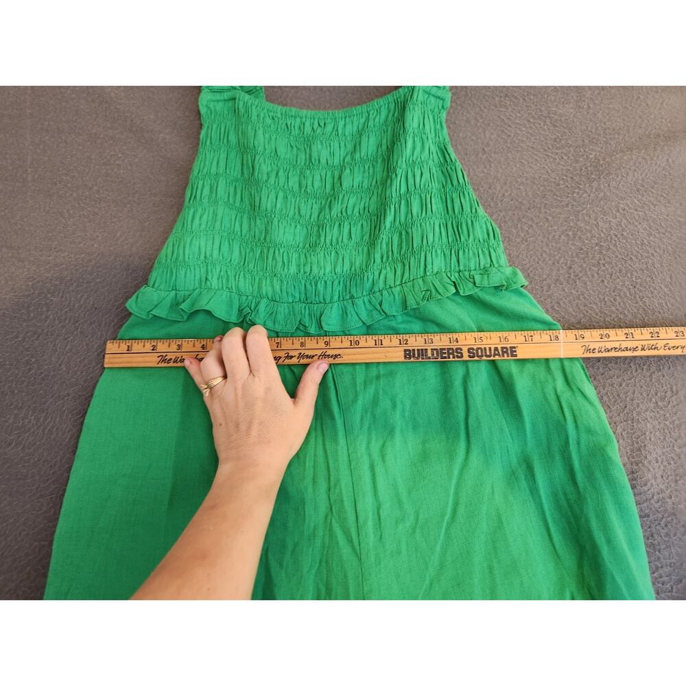 Anthropologie If By Sea Size L Jumpsuit Wide Leg Coastal Kelly Green Smocked NWT - Picture 5 of 15